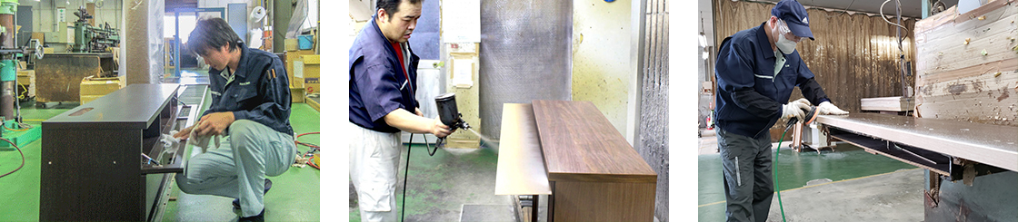 キャビネットの仕上げ工程