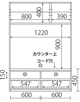 126テレビボードB 板扉